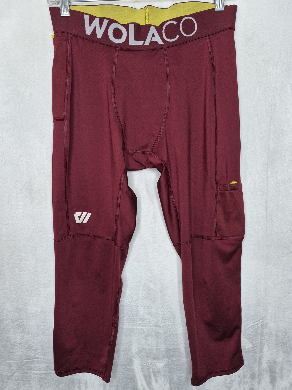 WOLACO Fulton Compression Tights Pants Maroon Burgundy Mens Large